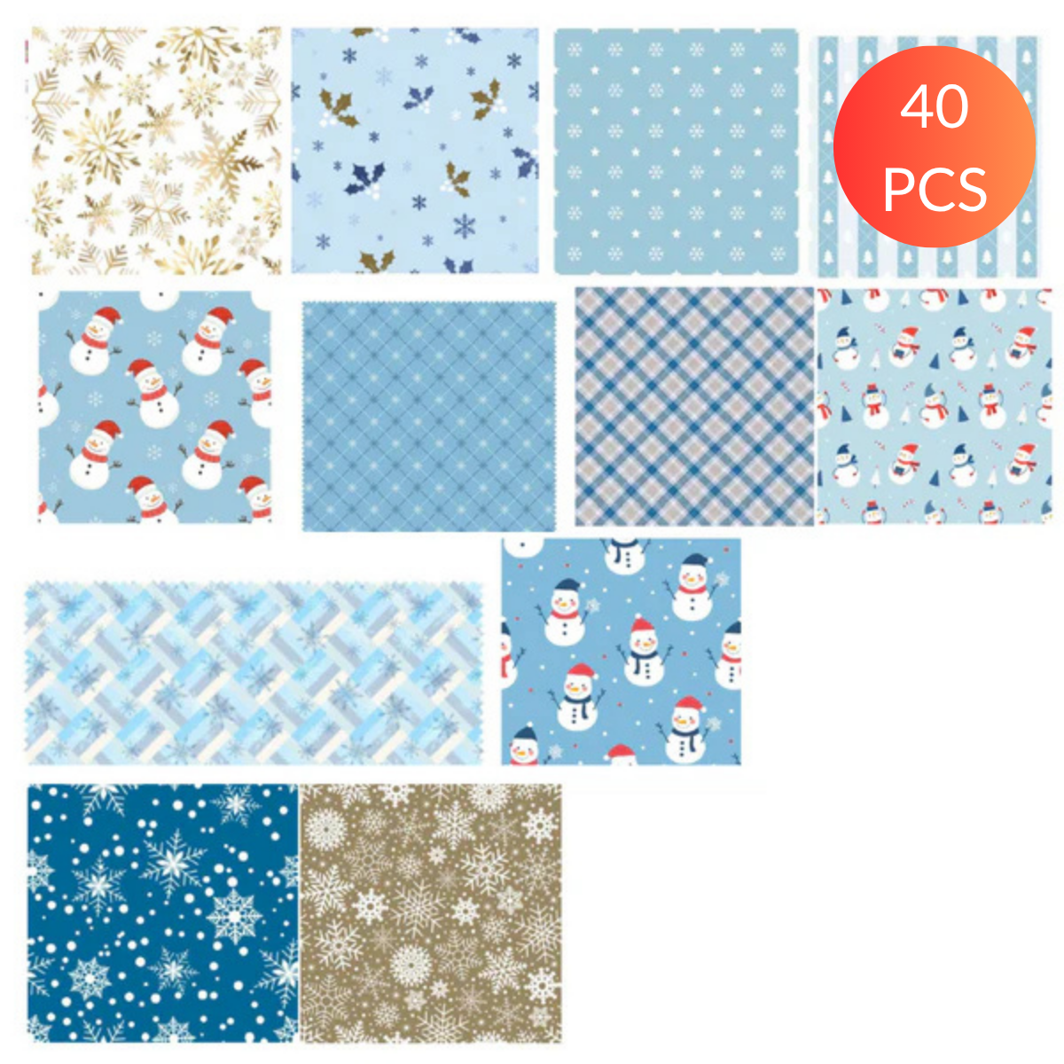 Charm-pack 40pcs - Snowman & Snowflake Collection