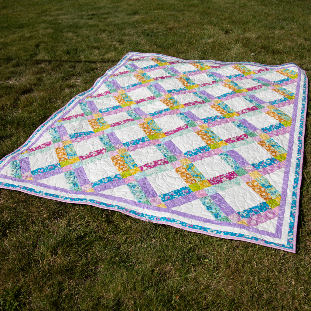 First Bloom Quilting Kit - Pre-Cut with Complete Backing & Binding - Experienced Beginner - 63x77 inches Finished Size
