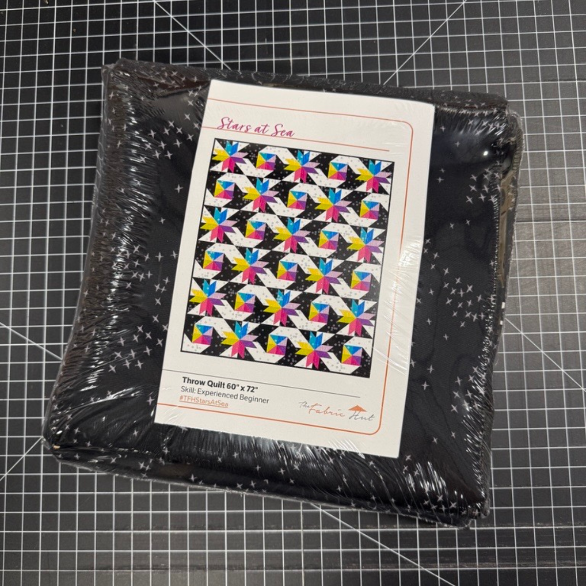 Stars at Sea Quilting Kit - Pre-Cut with Complete Backing & Binding - 60x72 inches Finished Size