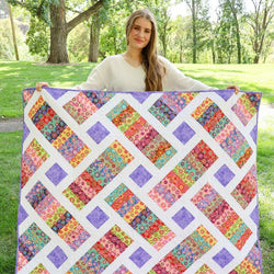 Iris Harmony Pre-Cut Quilt Kit with Complete Fabric Set - Beginner Friendly (59 x 60 inches)