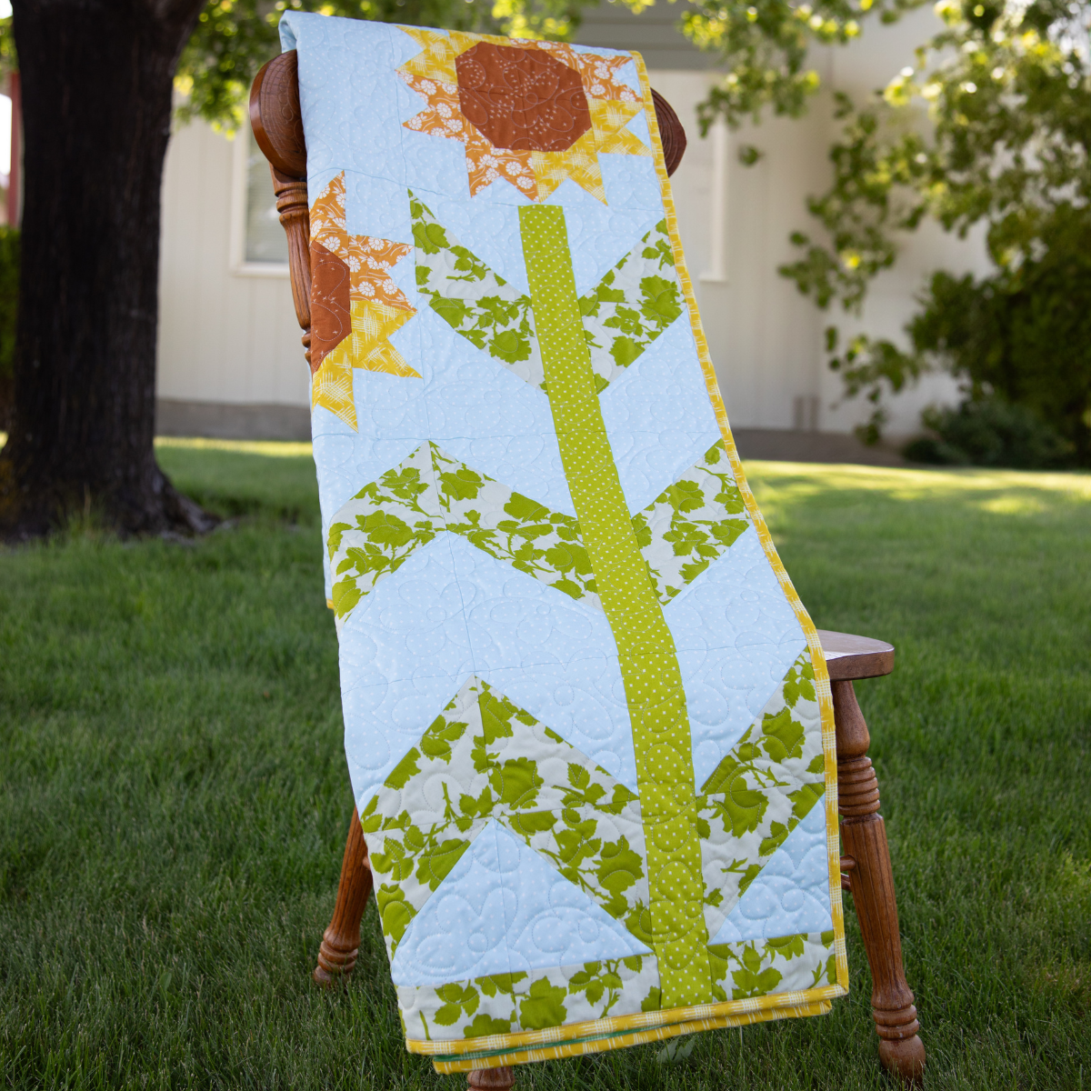 Sunshine and Pollen Quilting Kit - Pre-Cut with Complete Backing & Binding - 60x72 inches Finished Size - Experienced Beginner