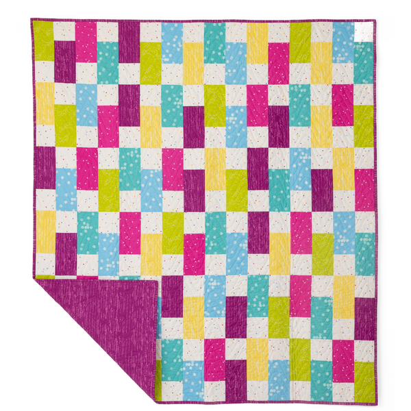 Modern Patchwork Quilt Kit - Pre-Cut with Complete Backing & Binding - 64x72'' Finished Size - Beginner-Friendly