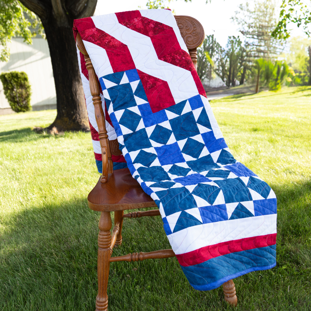 Honor and Valor Quilting Kit - Pre-Cut with Complete Backing & Binding - 58x73 inches Finished Size - Beginner Friendly