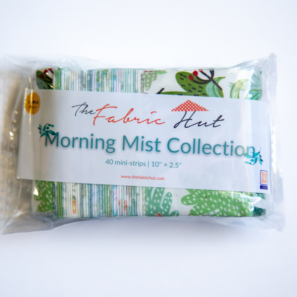 Morning Mist pack of 40 precut 2.5 x 10 inch mini strips from The Fabric Hut