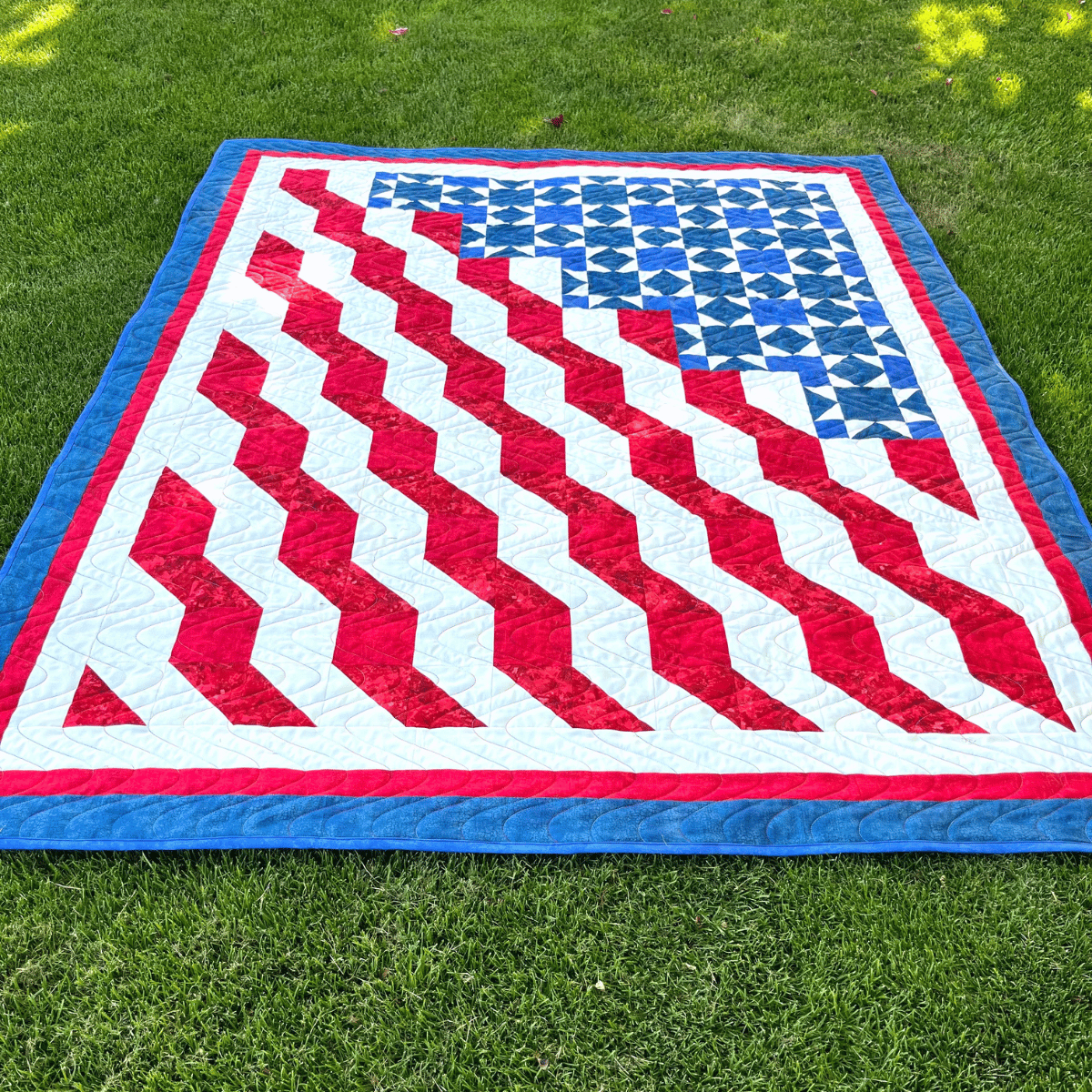 Honor and Valor Quilting Kit - Pre-Cut with Complete Backing & Binding - 58x73 inches Finished Size - Beginner Friendly