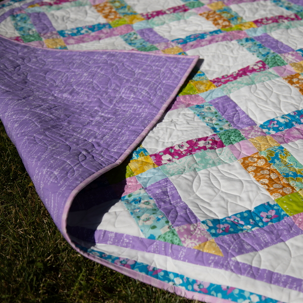 First Bloom Quilting Kit - Pre-Cut with Complete Backing & Binding - Experienced Beginner - 63x77 inches Finished Size