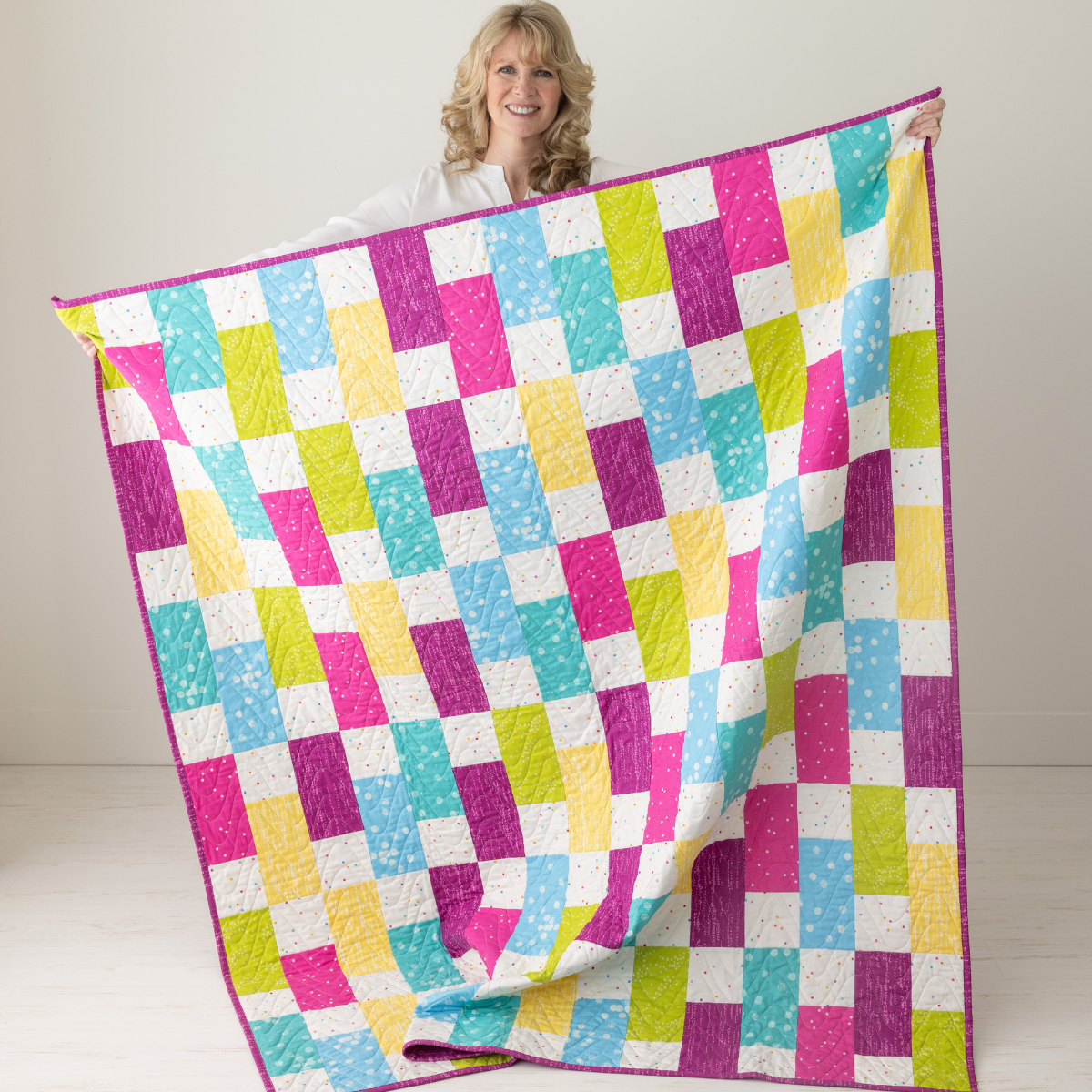 Modern Patchwork Quilt Kit - Pre-Cut with Complete Backing & Binding - 64x72'' Finished Size - Beginner-Friendly