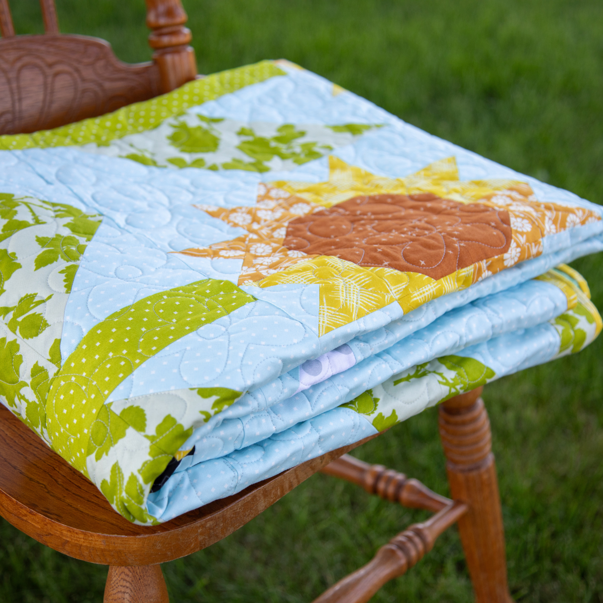 Sunshine and Pollen Quilting Kit - Pre-Cut with Complete Backing & Binding - 60x72 inches Finished Size - Experienced Beginner