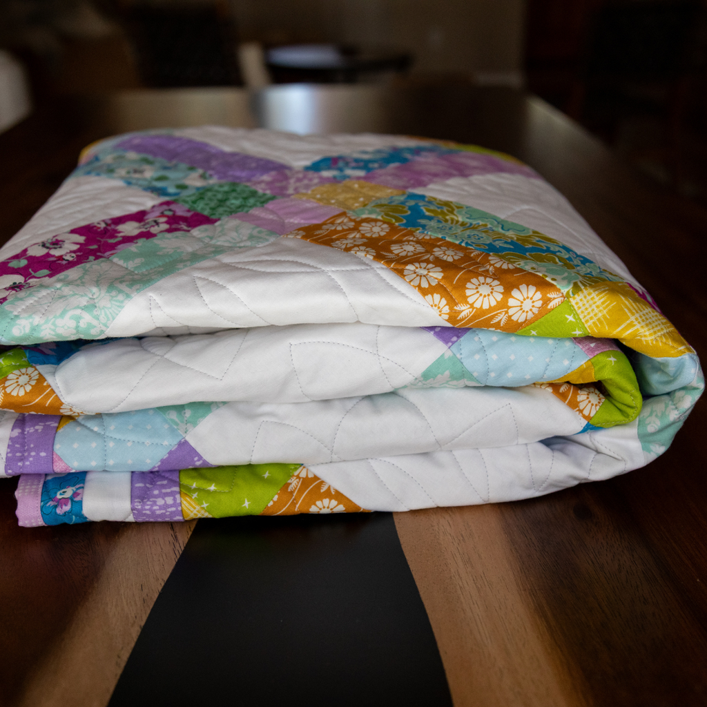 First Bloom Quilting Kit - Pre-Cut with Complete Backing & Binding - Experienced Beginner - 63x77 inches Finished Size
