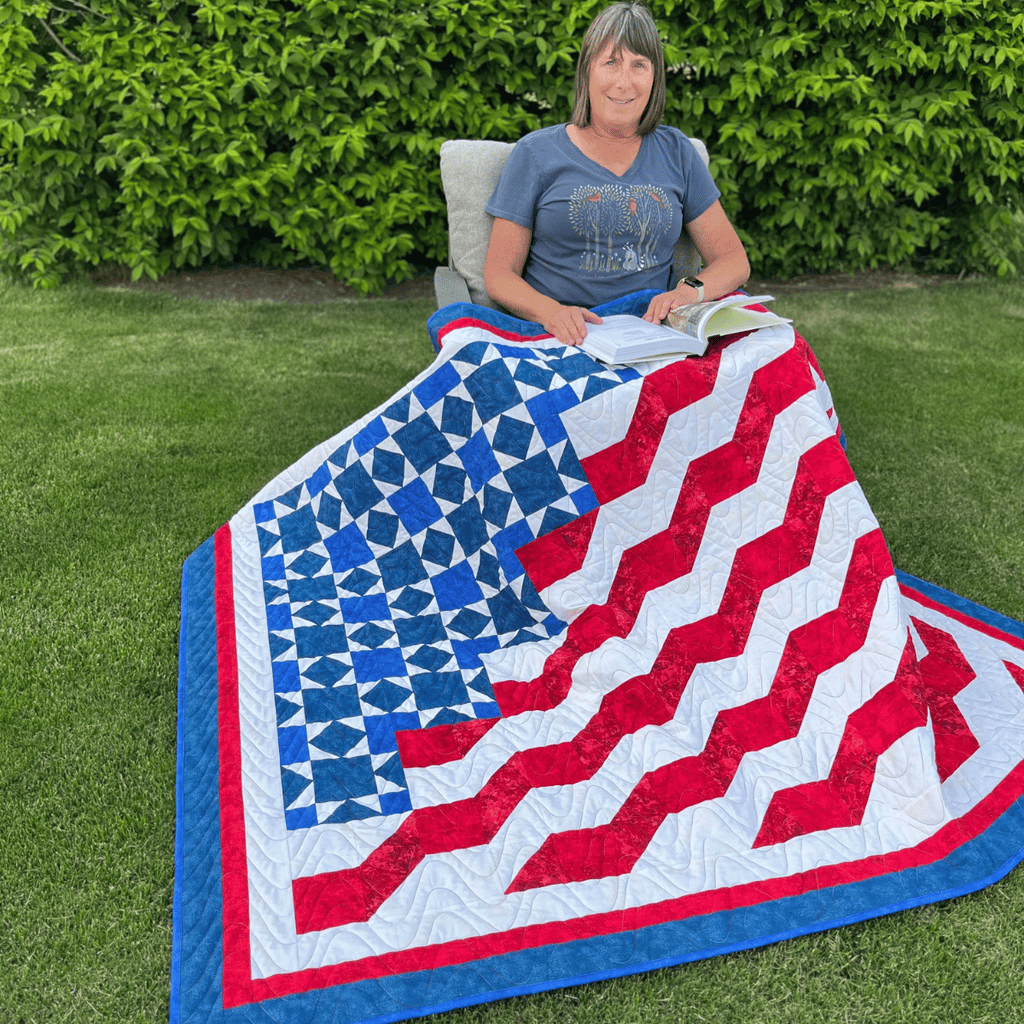 Honor and Valor Quilting Kit - Pre-Cut with Complete Backing & Binding 58x73 inches Finished Size - Beginner-Friendly