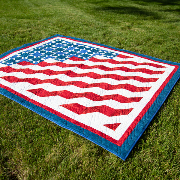 Honor and Valor Quilting Kit - Pre-Cut with Complete Backing & Binding - 58x73 inches Finished Size - Beginner Friendly