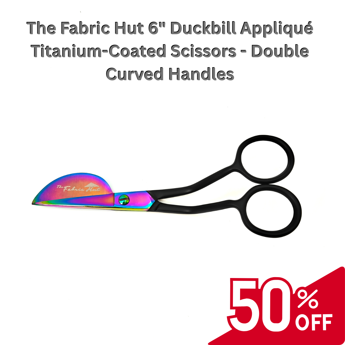 The Fabric Hut 6" Duckbill Appliqué Titanium-Coated Scissors - Double Curved Handles