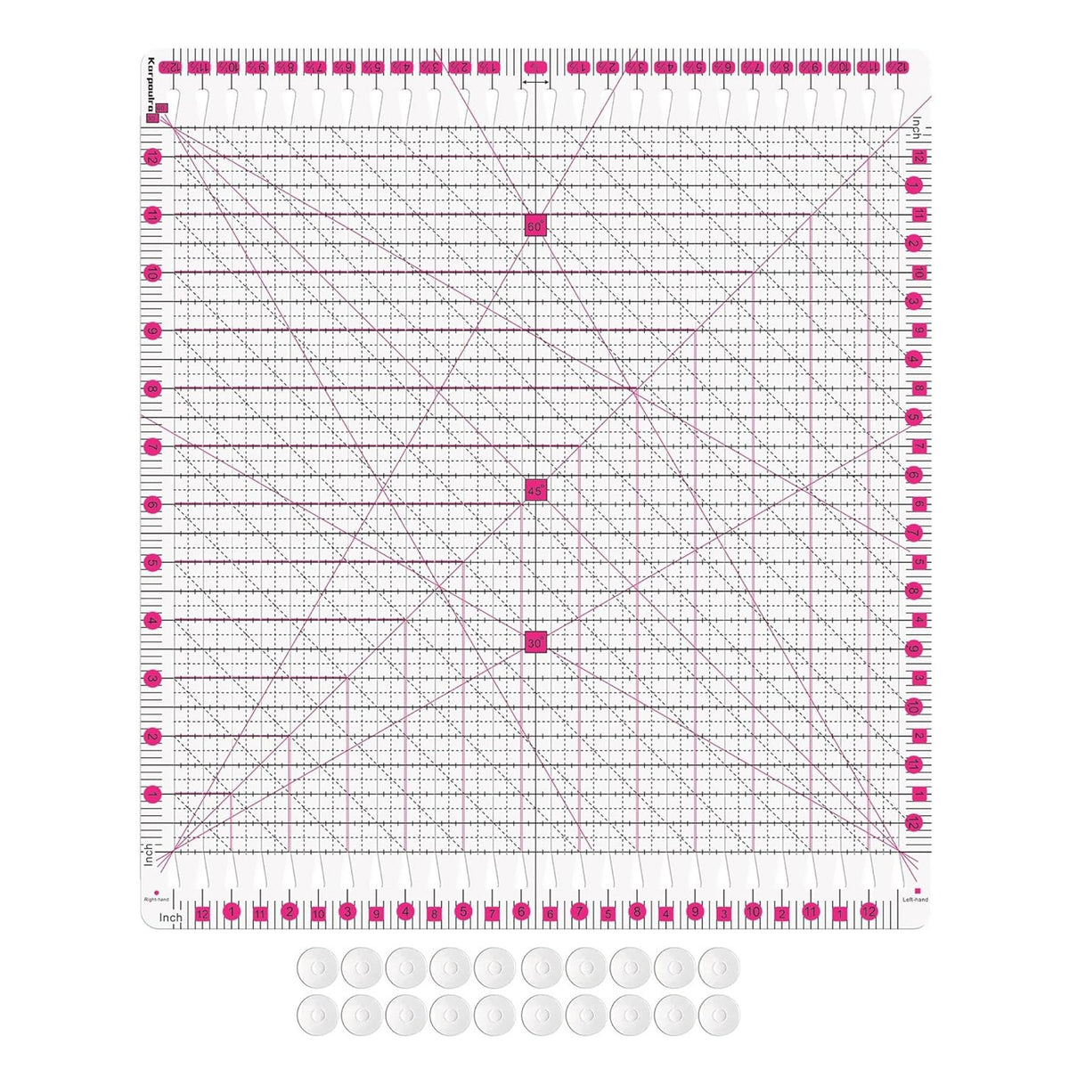 Quilting Slotted Ruler - 12.5" x 12.5"
