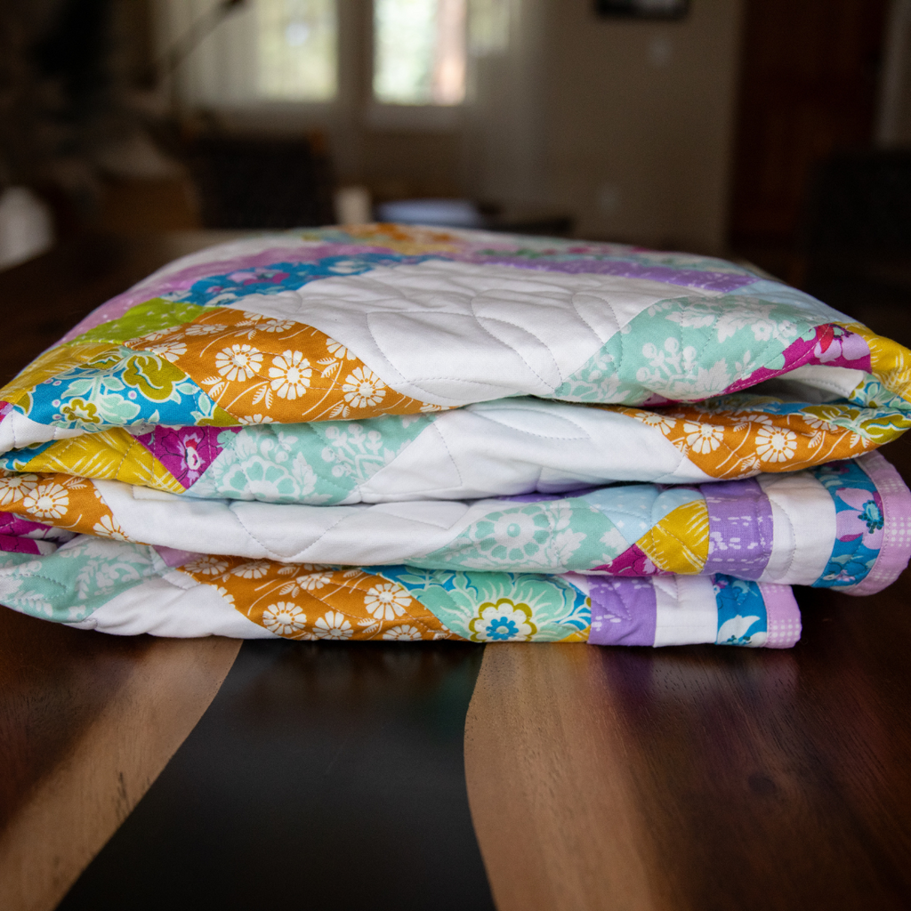 First Bloom Quilting Kit - Pre-Cut with Complete Backing & Binding - Experienced Beginner - 63x77 inches Finished Size