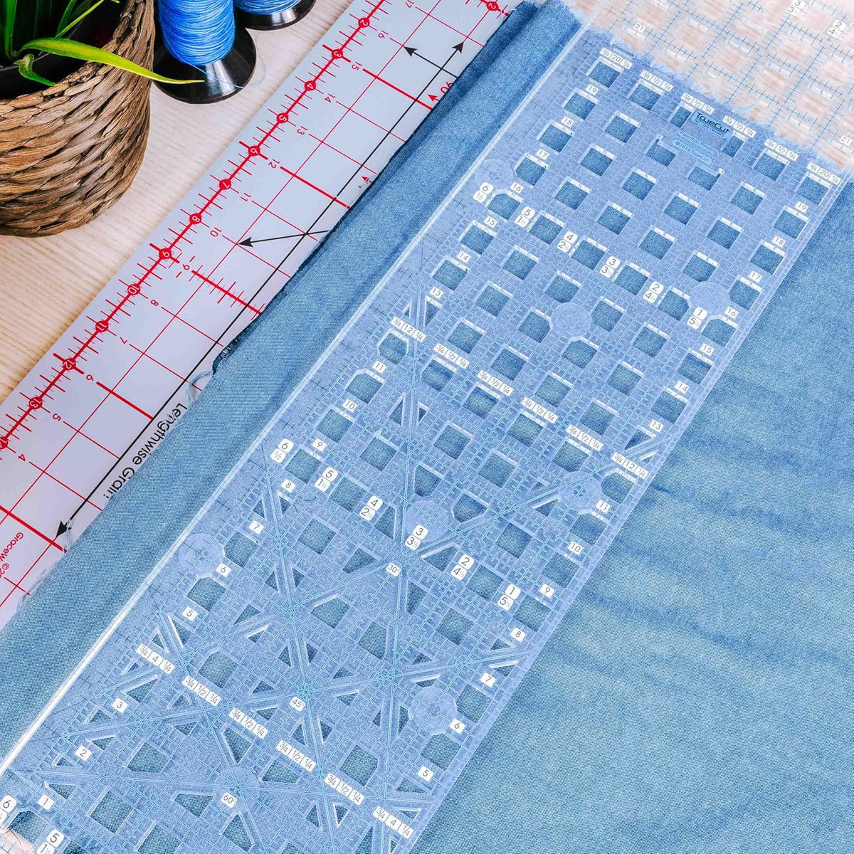 TrueCut Quilter's Combo with 45mm My Comfort rotary cutter, 6.5 x 24.5 inch ruler and TrueGrips non-slip strips
