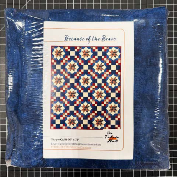 Because of the Brave Quilting Kit - Pre-Cut with Complete Backing & Binding - Experienced Beginner/Intermediate - 60x72 inches Finished Size