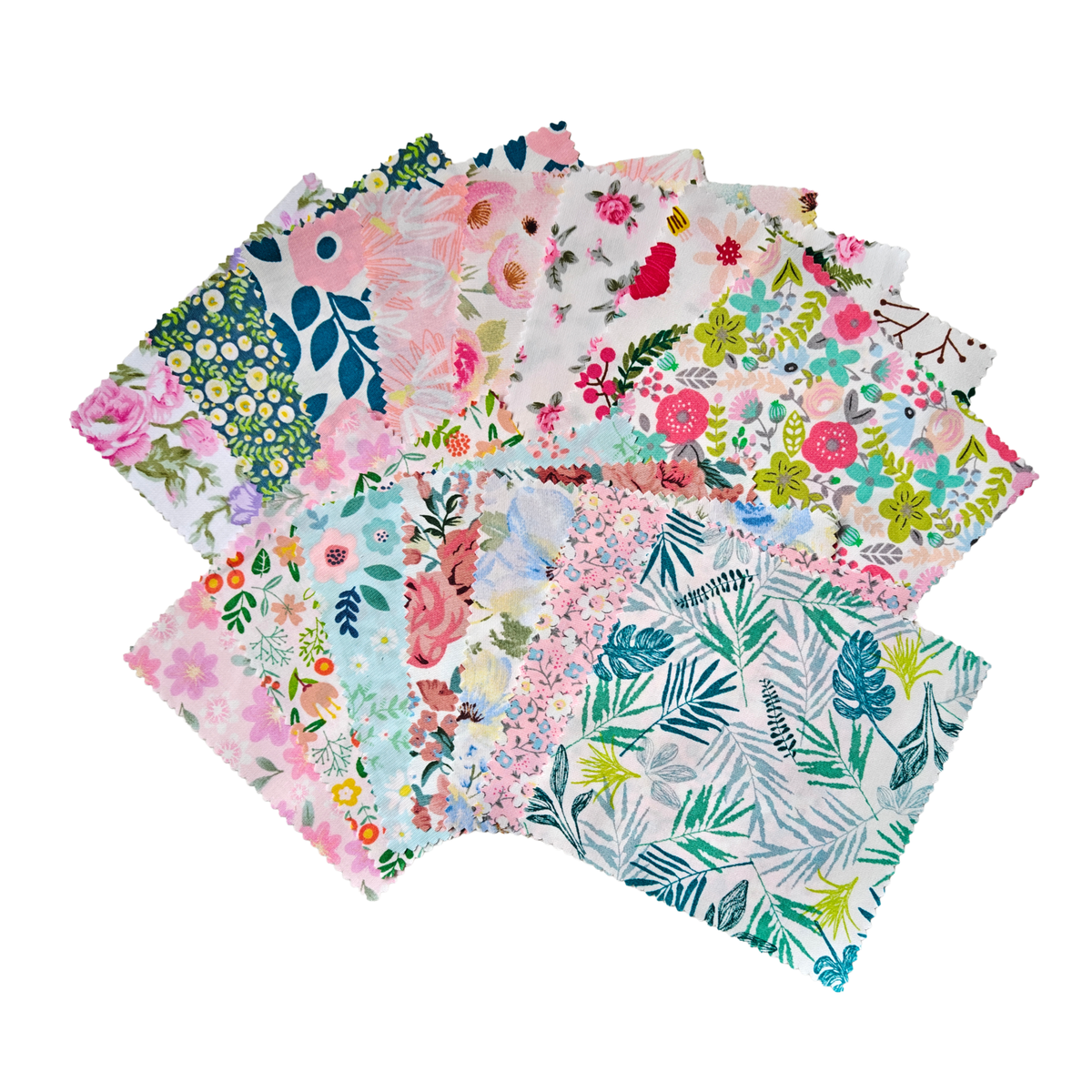 Blossom Breeze light floral prints on white and cream cotton grounds