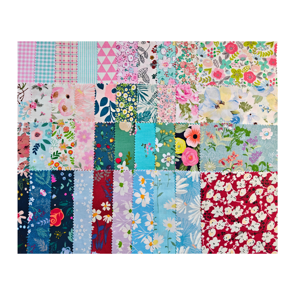 Blossom Breeze print swatches in coral, pink and cream floral cotton