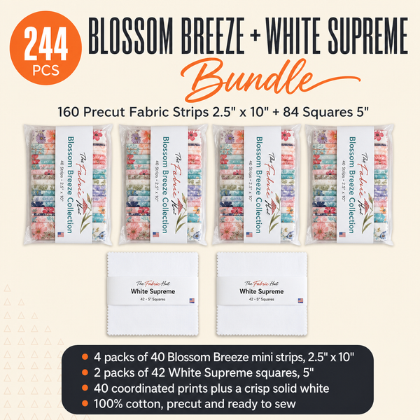Blossom Breeze + White Supreme Bundle 244pcs - 4 packs of Blossom Breeze mini strips and 2 packs of White Supreme squares - photo 1 of 7 - The Fabric Hut