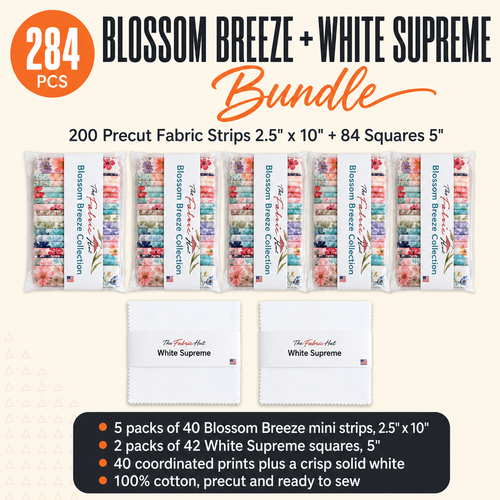 Blossom Breeze + White Supreme Bundle 284pcs - 5 packs of Blossom Breeze mini strips and 2 packs of White Supreme squares - photo 1 of 6 - The Fabric Hut