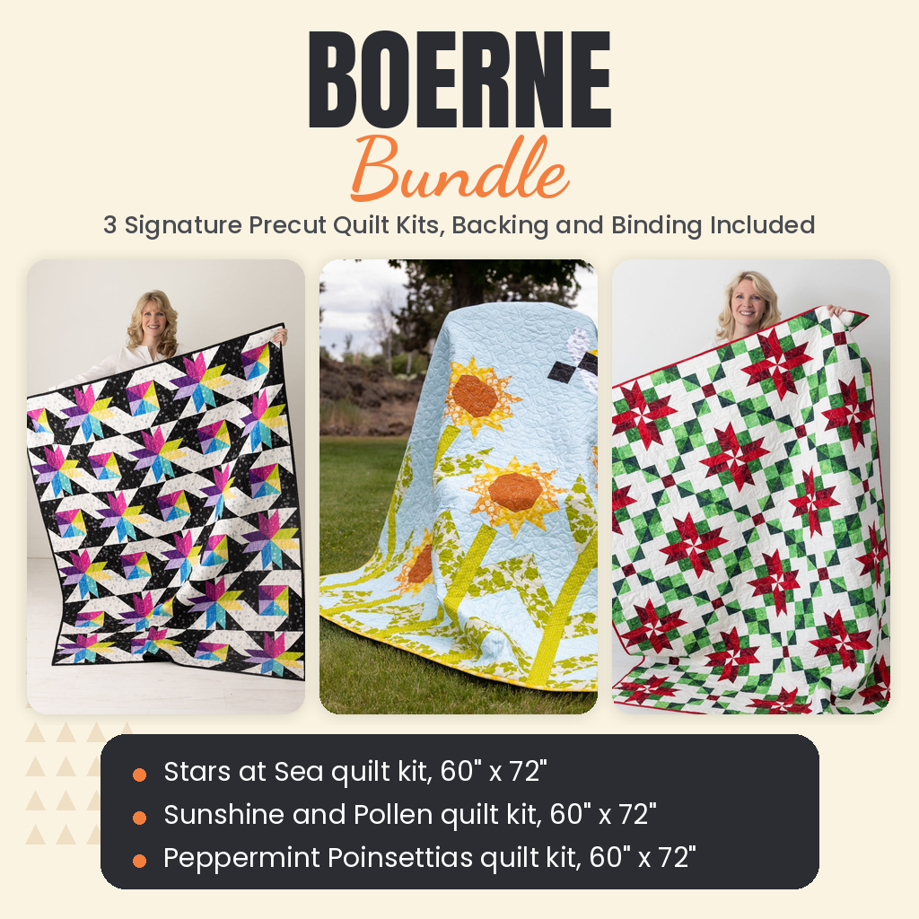 Boerne Bundle - Stars at Sea, Sunshine and Pollen and Peppermint Poinsettias quilts - photo 1 of 19 - The Fabric Hut