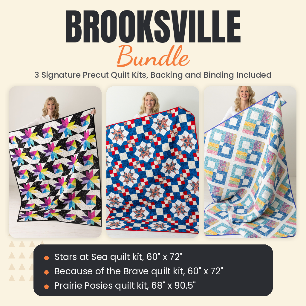Brooksville Bundle - Stars at Sea, Because of the Brave and Prairie Posies quilts - photo 1 of 19 - The Fabric Hut