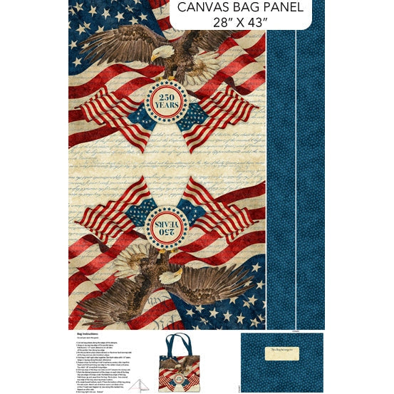 America 250 Bundle - full America 250 canvas bag panel layout with printed instructions - The Fabric Hut