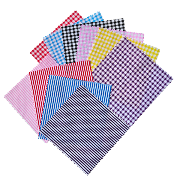 Patchwork Carnival charm pack with 240 precut 5 inch cotton squares across six packs