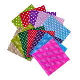 Patchwork Carnival charm pack with 240 precut 5 inch cotton squares across six packs