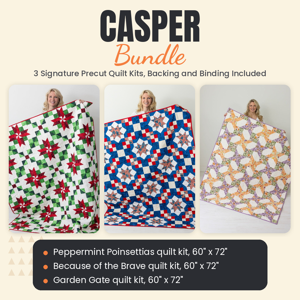 Casper Bundle - Peppermint Poinsettias, Because of the Brave and Garden Gate quilts - photo 1 of 19 - The Fabric Hut
