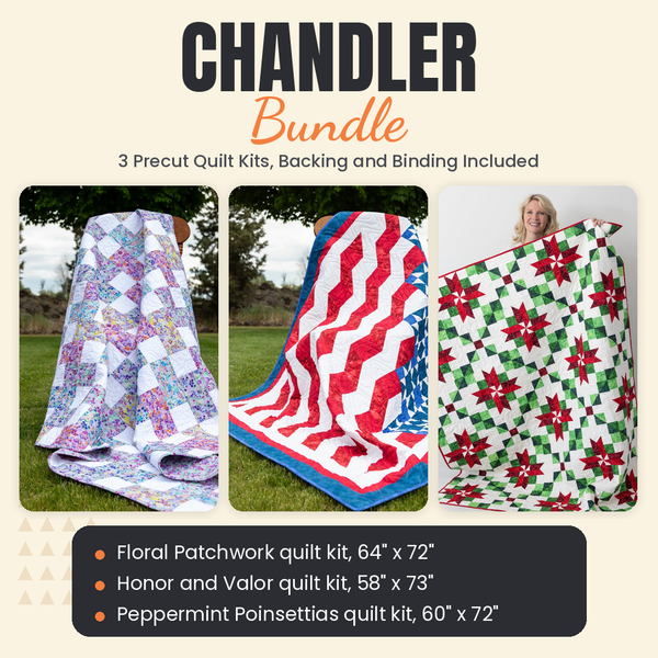 Chandler Bundle - Floral Patchwork, Honor and Valor and Peppermint Poinsettias quilts - photo 1 of 19 - The Fabric Hut
