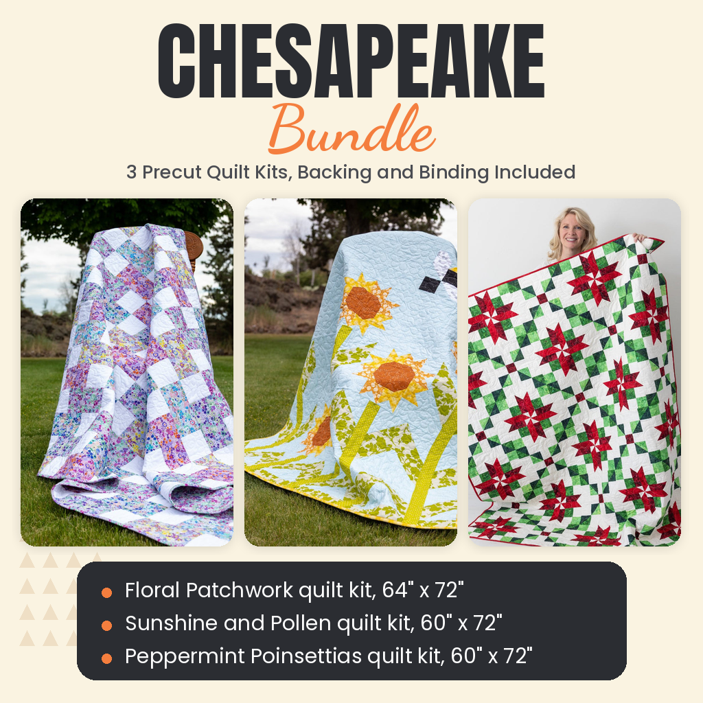Chesapeake Bundle - Floral Patchwork, Sunshine and Pollen and Peppermint Poinsettias quilts - photo 1 of 19 - The Fabric Hut