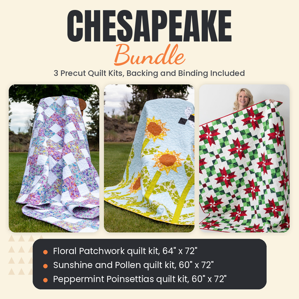 Chesapeake Bundle - Floral Patchwork, Sunshine and Pollen and Peppermint Poinsettias quilts - photo 1 of 19 - The Fabric Hut
