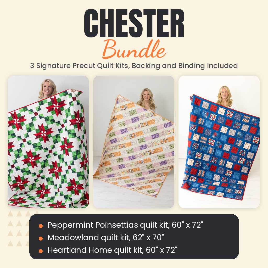 Chester Bundle - Peppermint Poinsettias, Meadowland and Heartland Home quilts - photo 1 of 18 - The Fabric Hut