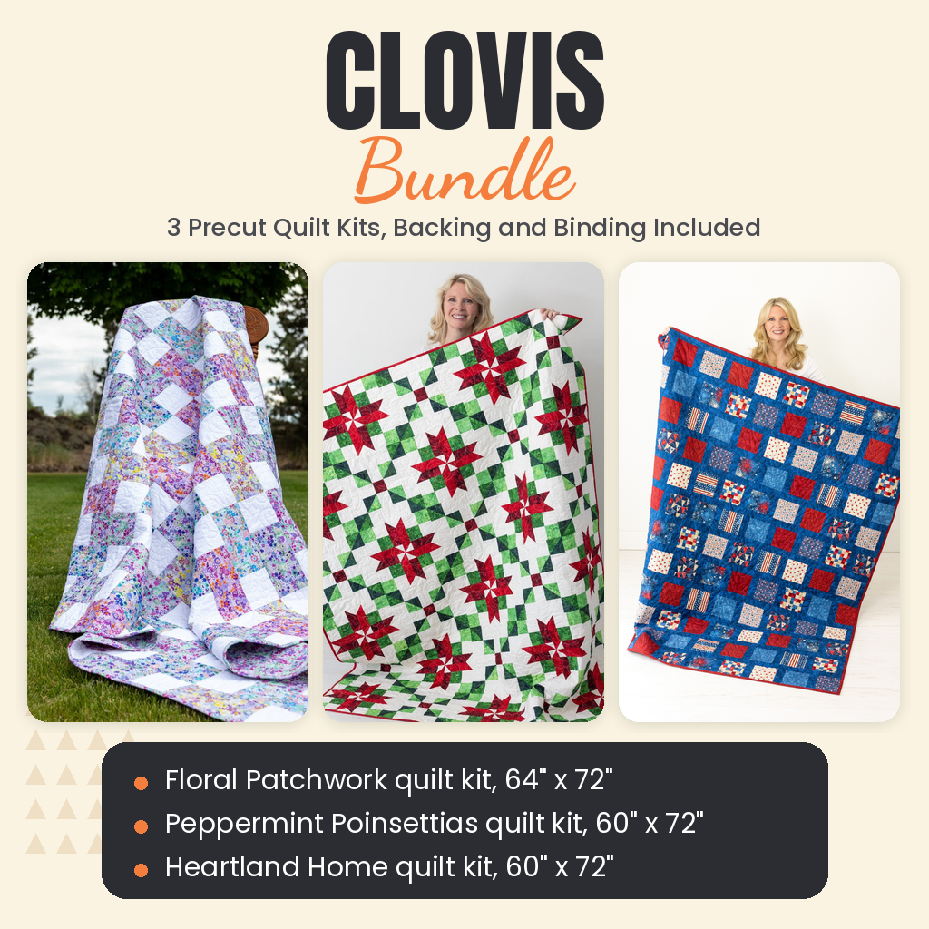 Clovis Bundle - Floral Patchwork, Peppermint Poinsettias and Heartland Home quilts - photo 1 of 18 - The Fabric Hut