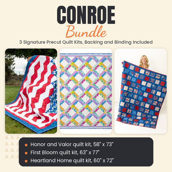 Conroe Bundle - Honor and Valor, First Bloom and Heartland Home quilts - photo 1 of 18 - The Fabric Hut