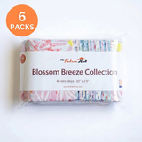 Six packs of Blossom Breeze 2.5 x 10 inch mini strips, 240 precut cotton strips in total