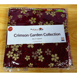 Crimson Garden charm pack with 240 precut 5 inch cotton squares across six packs