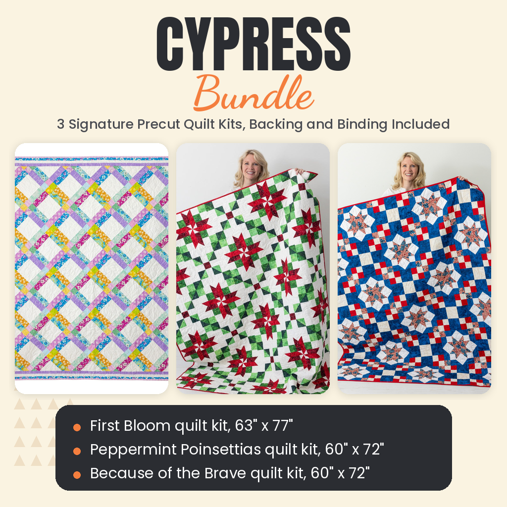 Cypress Bundle - First Bloom, Peppermint Poinsettias and Because of the Brave quilts - photo 1 of 19 - The Fabric Hut