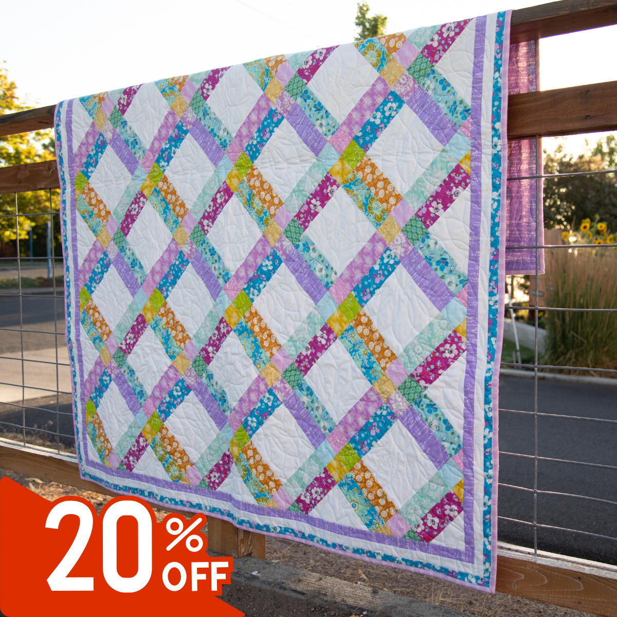 First Bloom Quilting Kit - Pre-Cut with Complete Backing & Binding - Experienced Beginner - 63x77 inches Finished Size