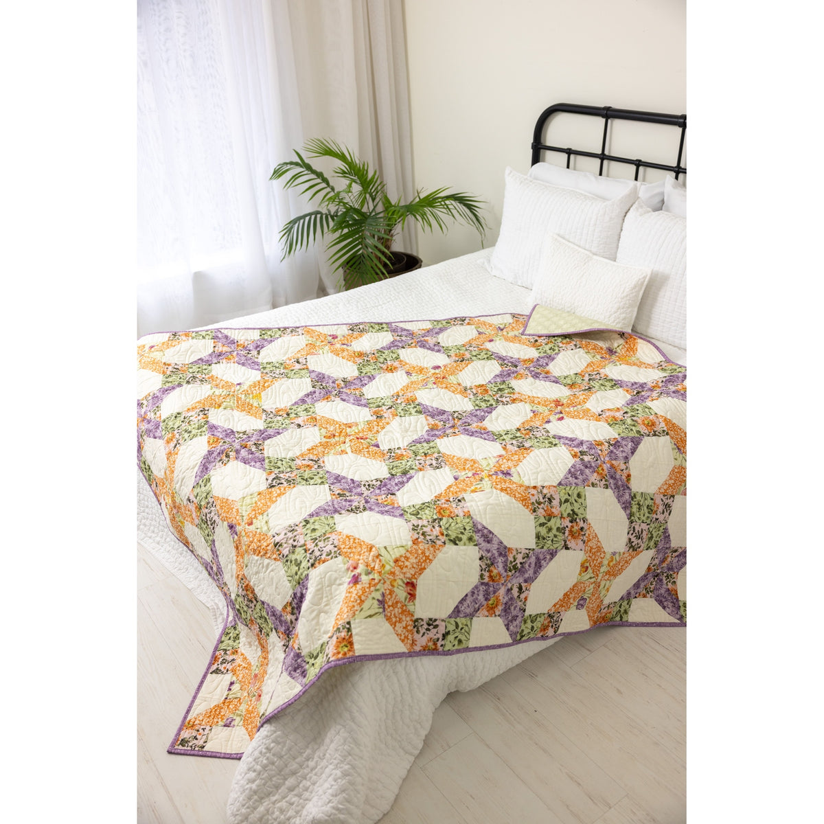 Garden Gate Quilting Kit - Pre-Cut with Complete Backing & Binding - Experienced Beginner - 60x72 inches Finished Size