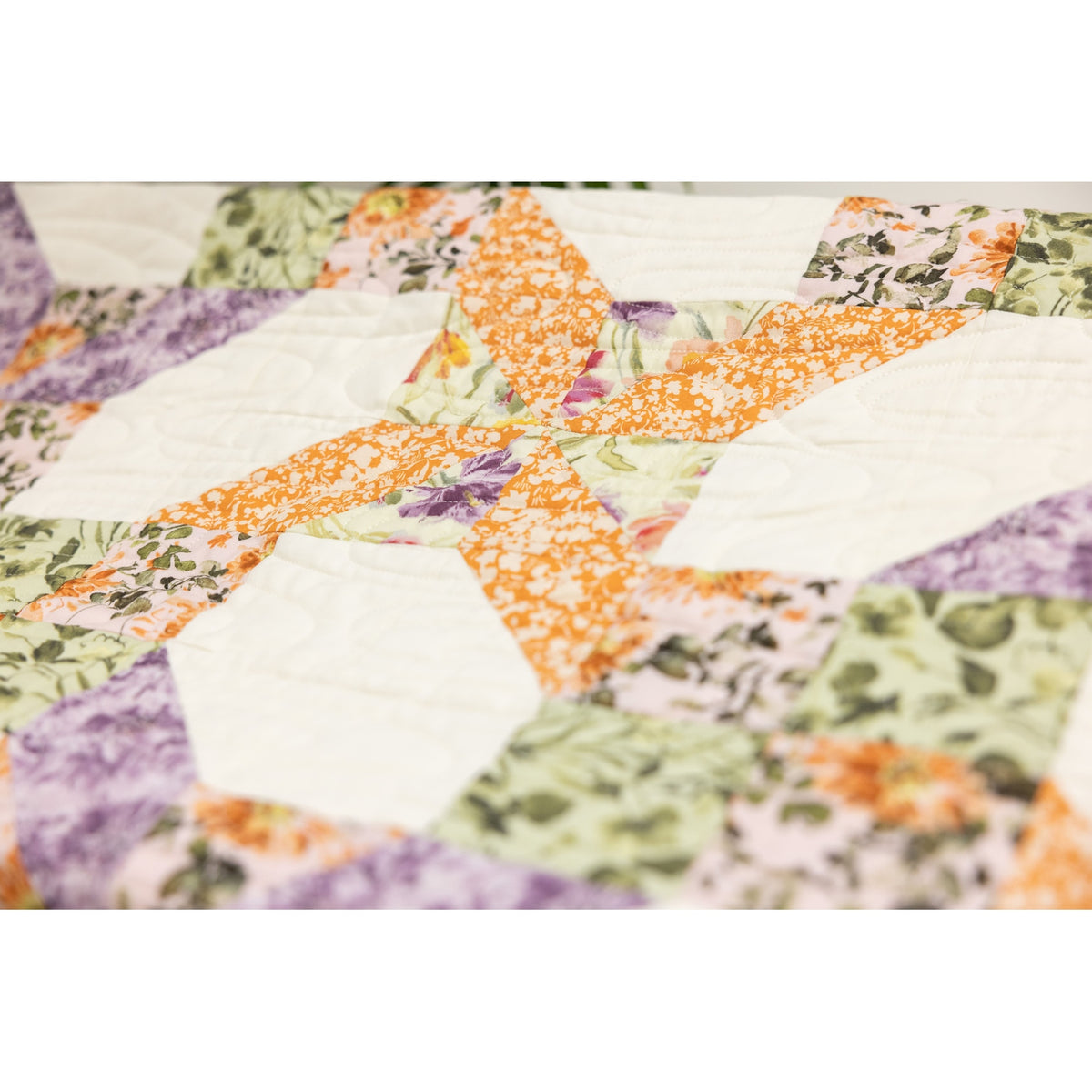 Garden Gate Quilting Kit - Pre-Cut with Complete Backing & Binding - Experienced Beginner - 60x72 inches Finished Size