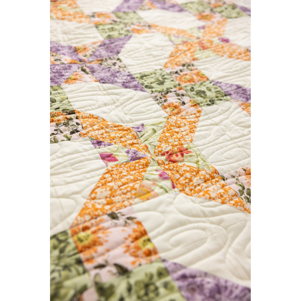 Garden Gate Quilting Kit - Pre-Cut with Complete Backing & Binding - Experienced Beginner - 60x72 inches Finished Size