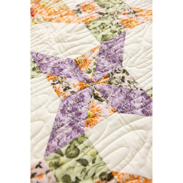 Garden Gate Quilting Kit - Pre-Cut with Complete Backing & Binding - Experienced Beginner - 60x72 inches Finished Size