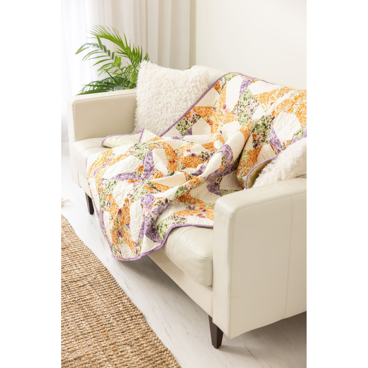 Garden Gate Quilting Kit - Pre-Cut with Complete Backing & Binding - Experienced Beginner - 60x72 inches Finished Size