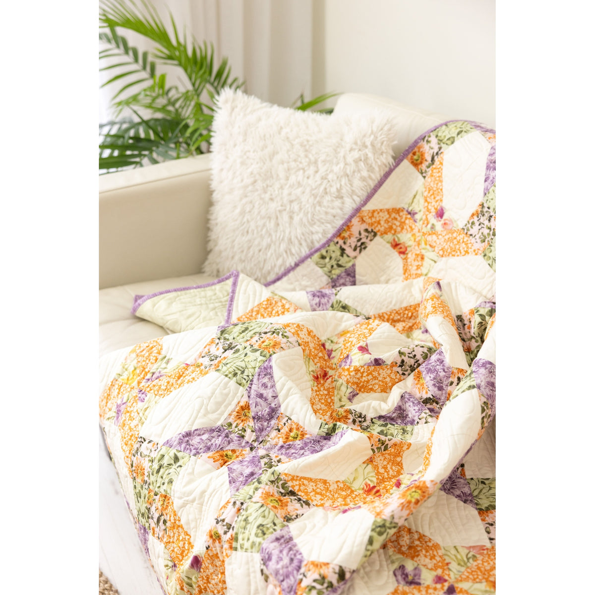 Garden Gate Quilting Kit - Pre-Cut with Complete Backing & Binding - Experienced Beginner - 60x72 inches Finished Size