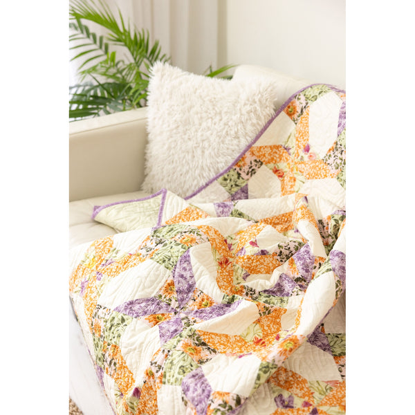 Garden Gate Quilting Kit - Pre-Cut with Complete Backing & Binding - Experienced Beginner - 60x72 inches Finished Size