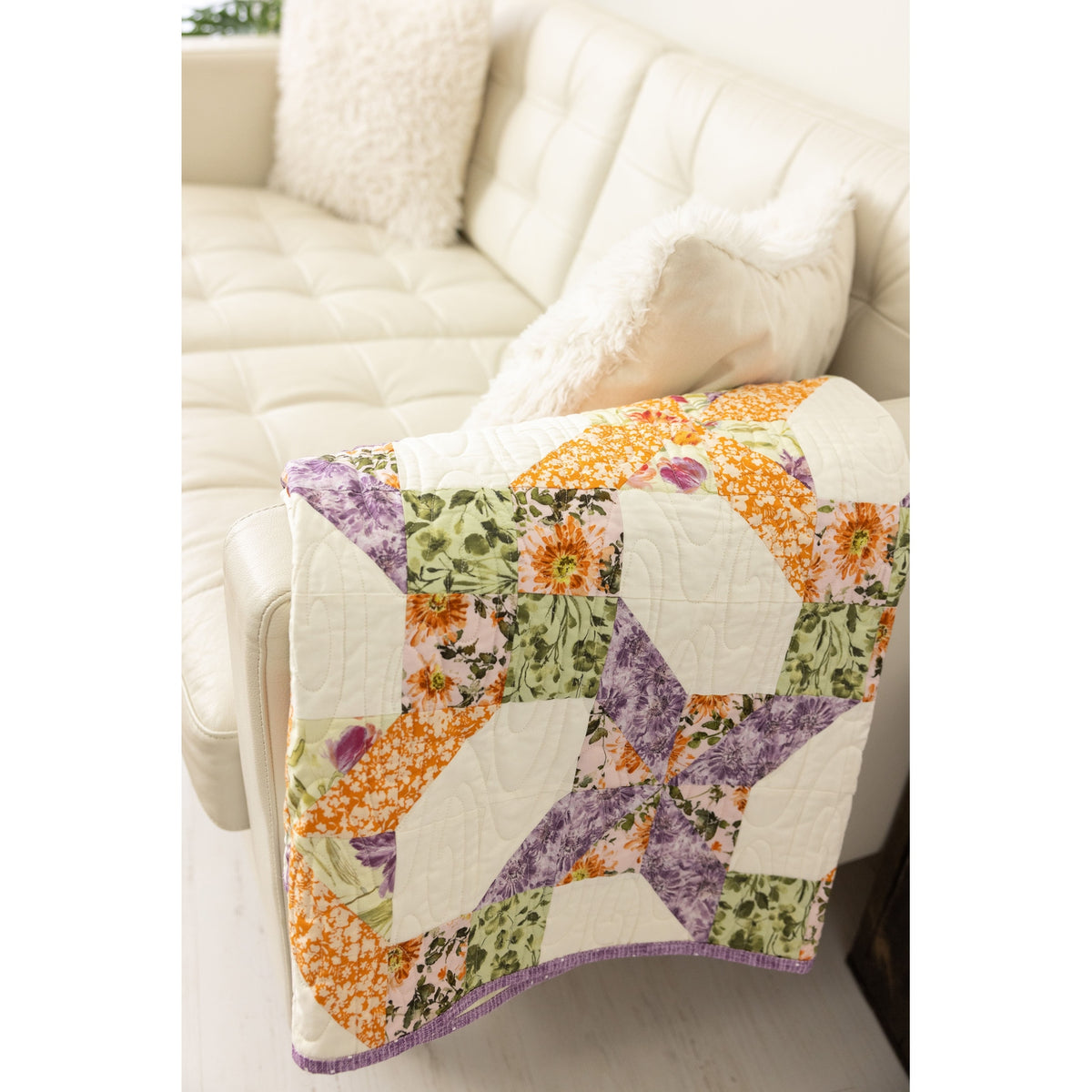 Garden Gate Quilting Kit - Pre-Cut with Complete Backing & Binding - Experienced Beginner - 60x72 inches Finished Size