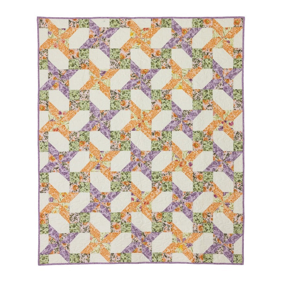 Garden Gate Quilting Kit - Pre-Cut with Complete Backing & Binding - Experienced Beginner - 60x72 inches Finished Size