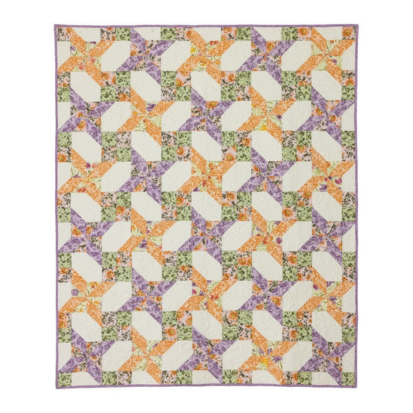 Garden Gate Quilting Kit - Pre-Cut with Complete Backing & Binding - Experienced Beginner - 60x72 inches Finished Size